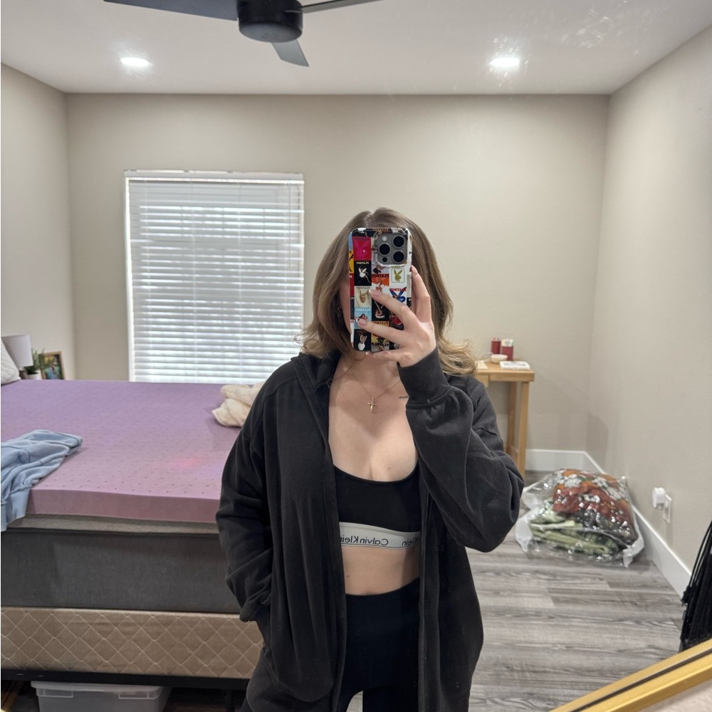 American Eagle Black hooded jacket